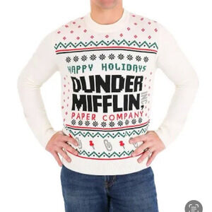 The Office Mens Dunder Mifflin Holiday Ugly Christmas Sweater - Size M